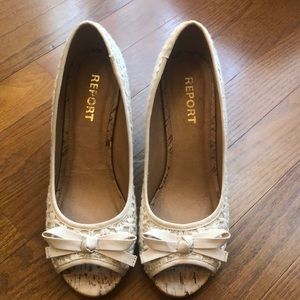 Report peep toe wedge sandals